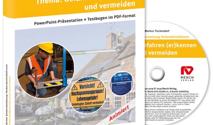 CD für die jährliche Unterweisung bei Hubarbeitsbühnen vom Resch-Verlag.