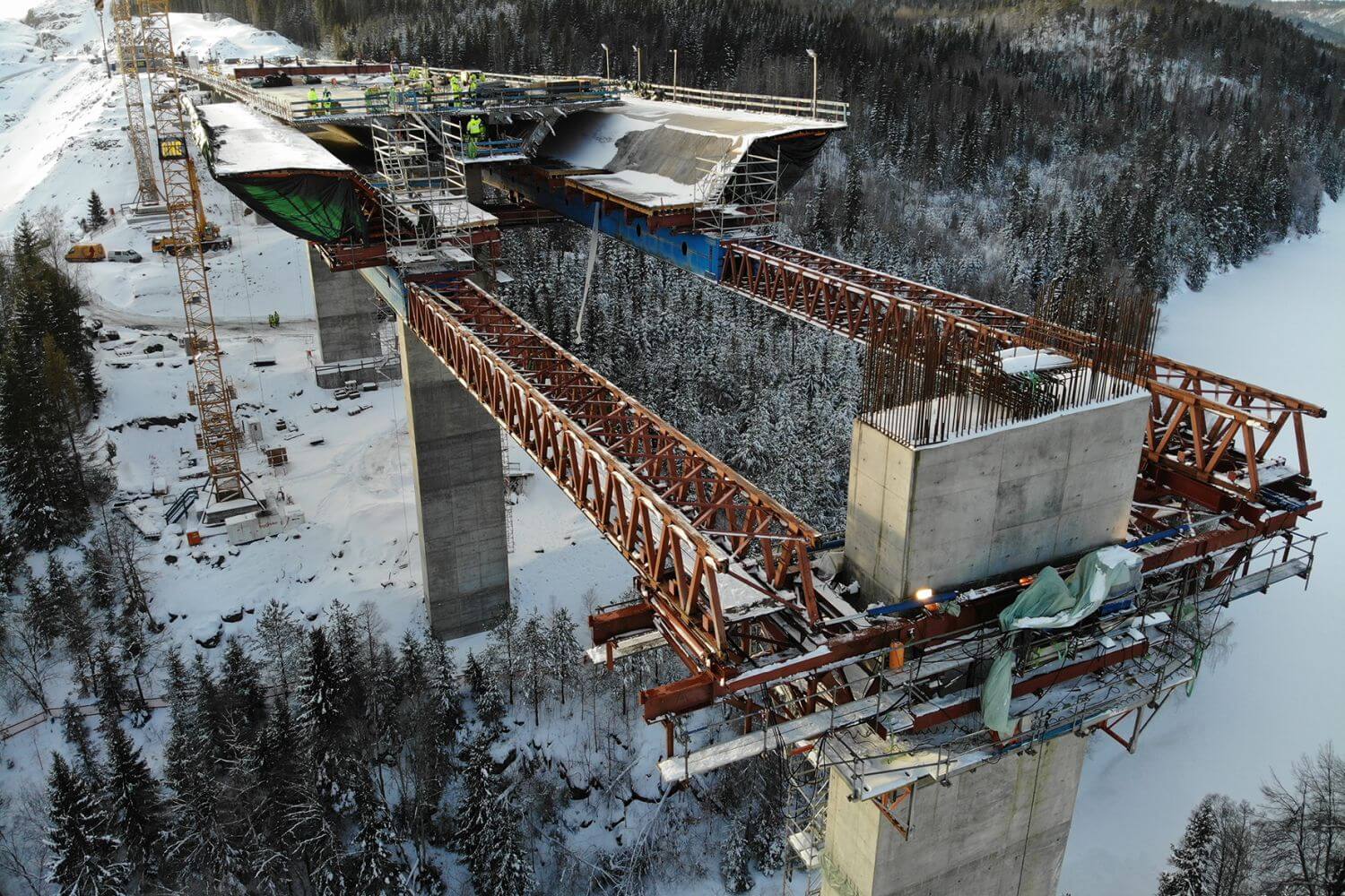 Brückenbauarbeiten an Europastraße E 18 in Norwegen