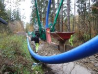 Wasserleitung mit Foeck-Verlegepflug umweltschonend eingebracht