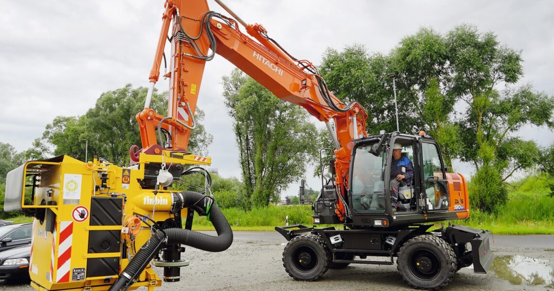 Hitachi-Mobilbagger ZX190W-6 mit Saugbagger-Anbaugerät Tinbin TC2