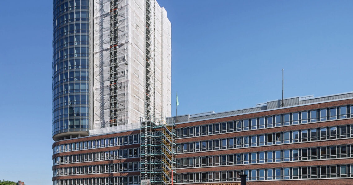 Anspruchsvoller Gerüstbau in der Hafencity