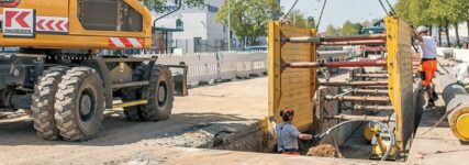 Verbausysteme von E+S und Krings sichern Leitungsgraben
