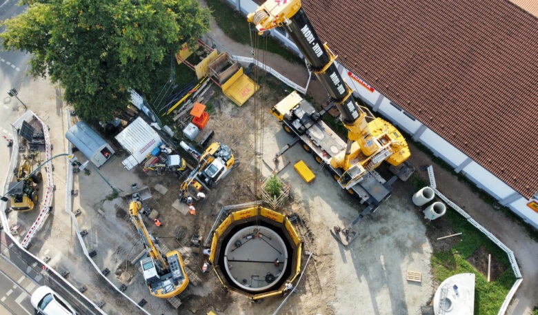 Rundverbau mit Trägerbohlwand und TWF-Gleitschienenplatten