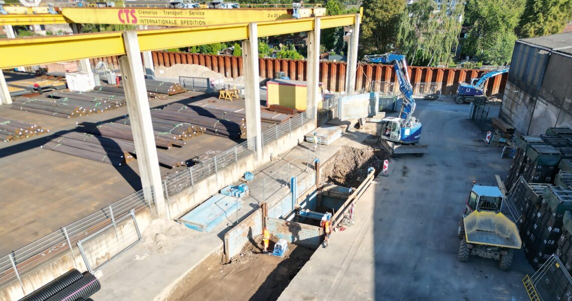 Gestufter Linearverbau von E+S sichert Baugrube Terra Infrastructure